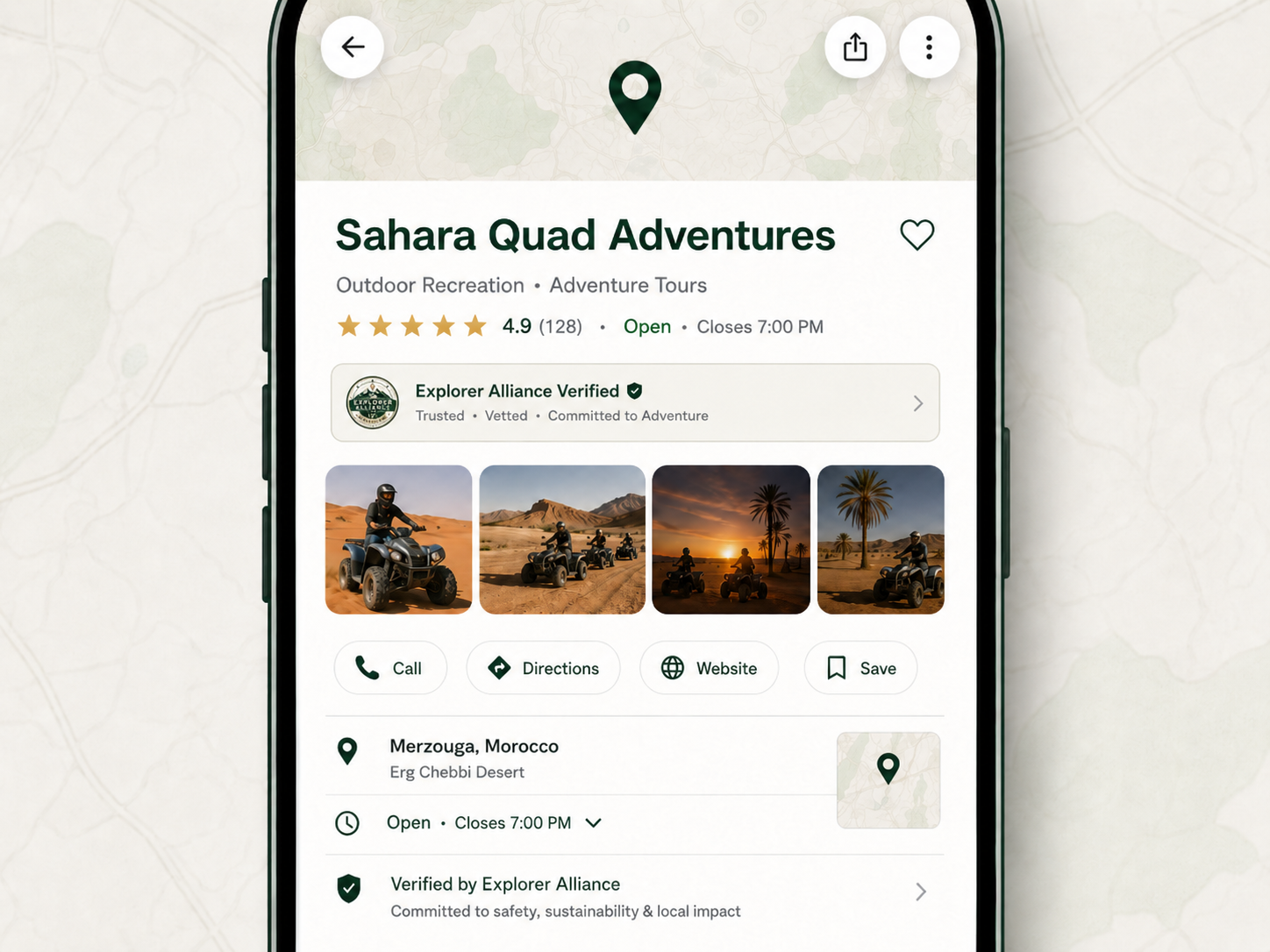 Verified business profile preview on mobile
